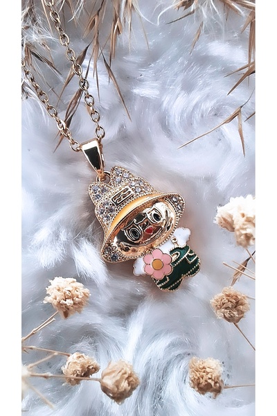 Serenity Renkli Mineli Zirkon Taşlı Labubu Çelik Kolye