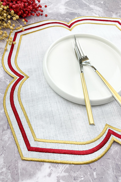 WEARE2 Burgundy Gold Colored Moonrise Embroidered 1 Piece American Service