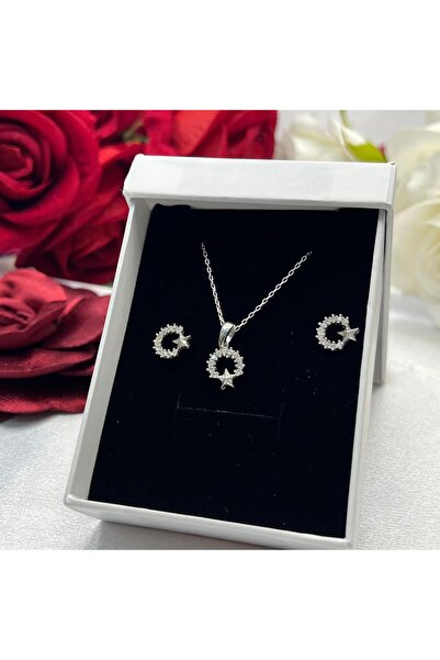Victoria Ay Yıldız Model Kadın 2'li Set 925 Ayar Gümüş Zirkon Taşlı