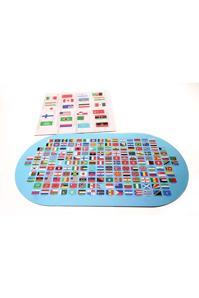 Duyu Atölyesi AHŞAP DÜNYA HARİTASI VE BAYRAKLARI