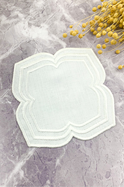 WEARE2 White Colored Moonrise Embroidered Cocktail Napkin