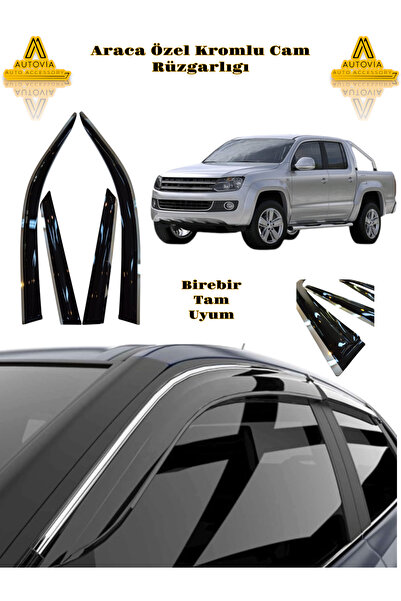 Autovia Volkswagen Amarok 2010-2020 Arası Araca Özel Kromlu Cam Rüzgarlığı 4lü