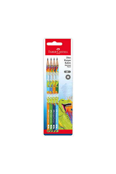 Faber Castell Faber-Castell Dino Kurşun Kalem, 2B, 12'li Paket, Dinozor Desenli
