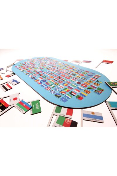 Duyu Atölyesi AHŞAP DÜNYA HARİTASI VE BAYRAKLARI