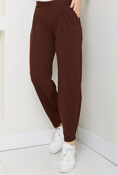Bestenur Elenor Cepli Havuç Pantolon 1584 - Kahve