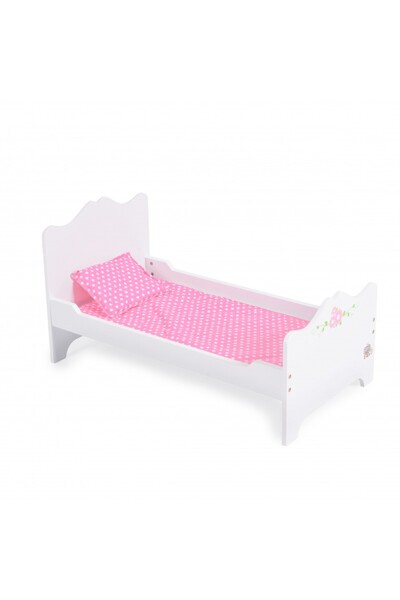 Moni Wooden doll bed Flower White