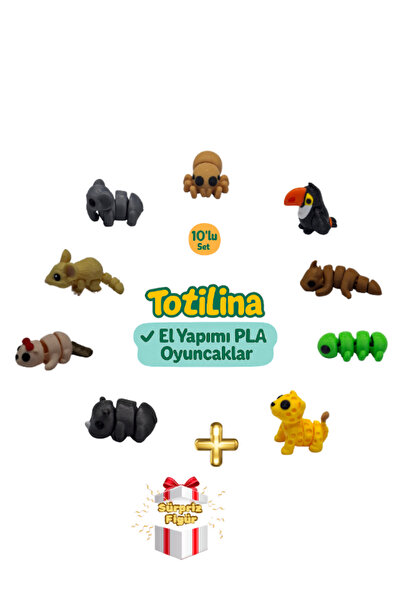 Totilina 10'lu set (örümcek tukan kuşu ejderha tırtıl puma gergedan…)