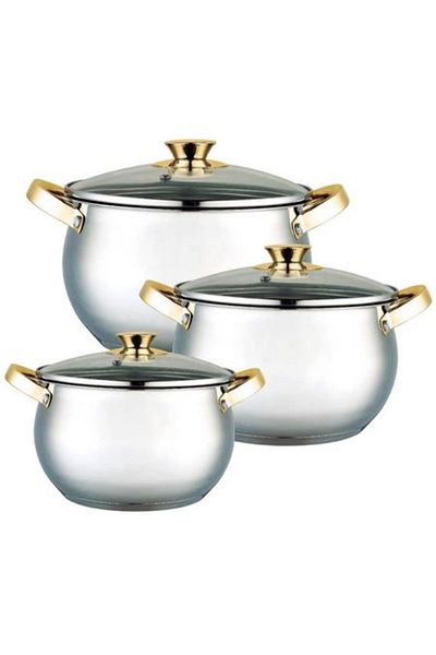 GRÜNBERG 6 Pots and pans set Grunberg, Lid, Silver GR-1057