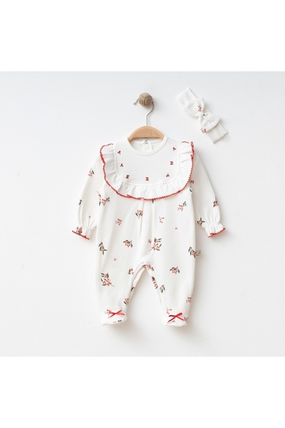 limebabies Baby Girl Kokina Embroidered 100% Cotton Hat Jumpsuit Set