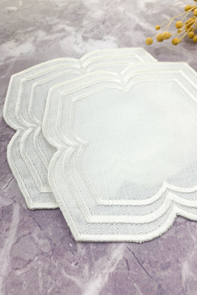 WEARE2 White Colored Moonrise Embroidered 2-Piece Cocktail Napkin