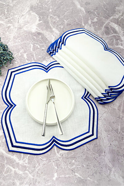 WEARE2 Blue Navy Blue Colored Moonrise Embroidered 6 Pieces American Service