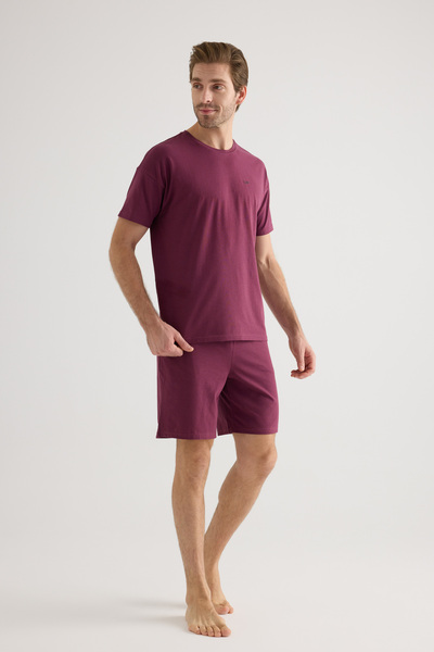 Syah Erkek Pamuklu Kısa Kollu Şortlu Pijama Takımı