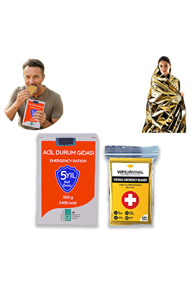 4s Acil Durum Seti | Termal Battaniye( ÇİFT TARAFLI ) ve Acil Durum Gıda,Depr...