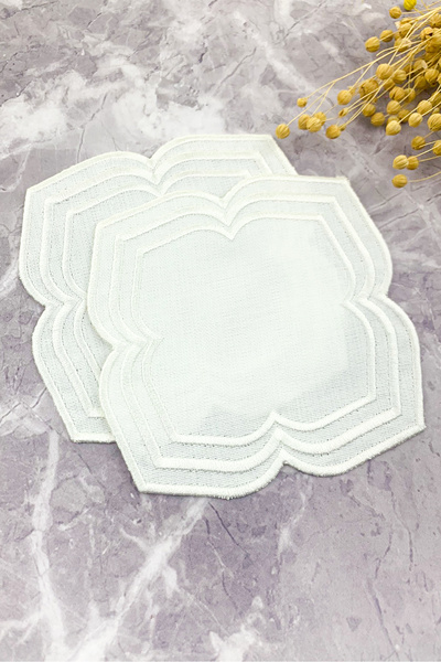 WEARE2 White Colored Moonrise Embroidered 2-Piece Cocktail Napkin