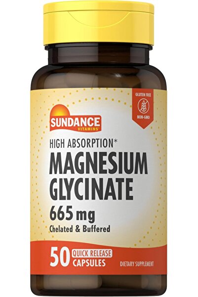 SUNDANCE Magnesium Glycinate Capsules | 665 mg | 50 Quick Release Pills | Non-GMO and Gluten Free Su