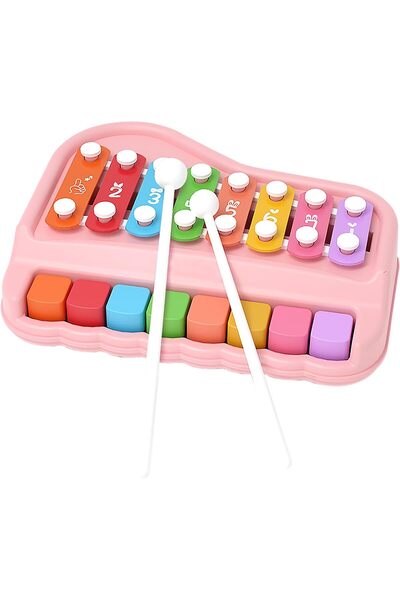 SARALMA Xylophone and 2-in-1 Piano for Kids, Educational Musical Toy, Pink
