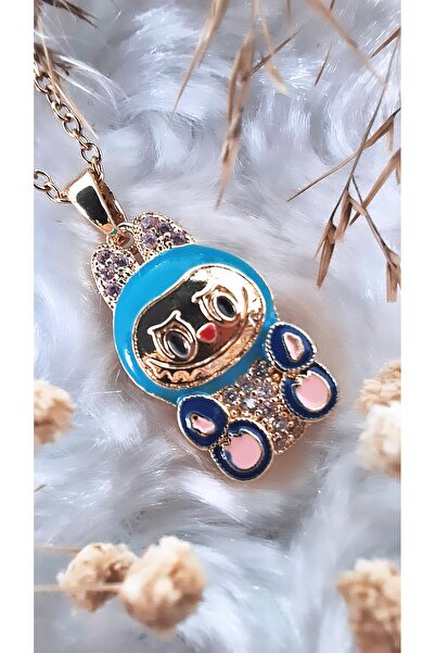 Serenity قلادة من الفولاذ المقاوم للصدأ من حجر الزركون المينا الملون