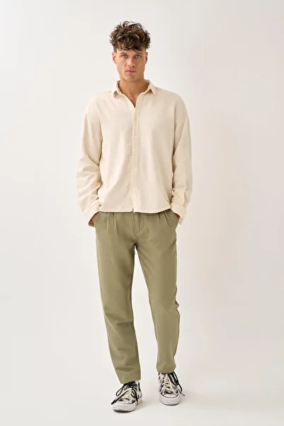 ALEXANDERGARDI Regular Fit Elastic Waist Linen Trousers