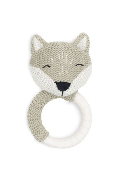 Jollein Teething Toy, Jollein, Silicone/Cotton, Fox Design, White/Grey