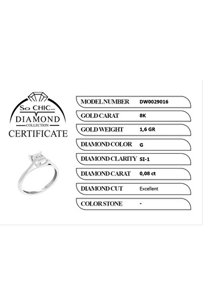 So CHIC... Diamond Collection Beyaz Altın 0.08 Karat Pırlanta Baget Yüzük