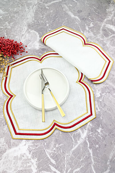 WEARE2 Burgundy Gold Colored Moonrise Embroidered 2 Pieces American Service