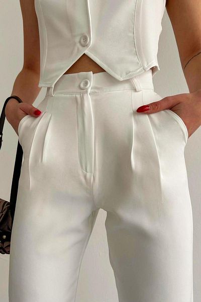 Zerenyus Palazzo Trousers White