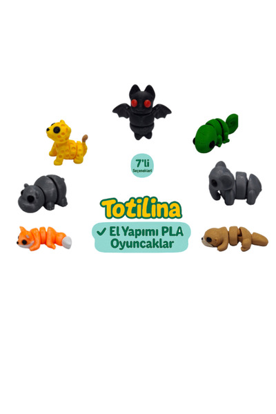 Totilina 7'li set (yarasa bukalemun fil su samuru tilki hipopotam puma…)