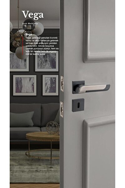 alastore Vega (wc mandallı) - Oda Kapı Kolu Kare Rozetli Sağ Sol Uygun İç Ev Kapısı Kol Kolları-a201