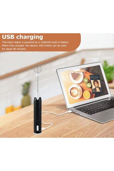 Generic MEOKO Milk Coffee Frother, USB Electric Whisk Egg Beater Handheld Drink Frappe Mixer