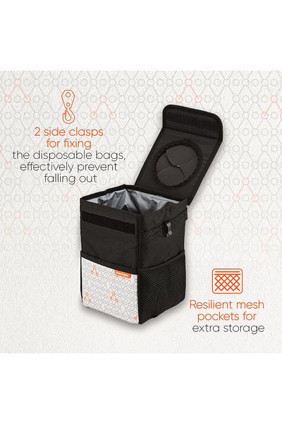 Gezenbebe Car Trash Can | Portable & Reusable Car Garbage Bag with Lid Backseat Organizer Waste Bin