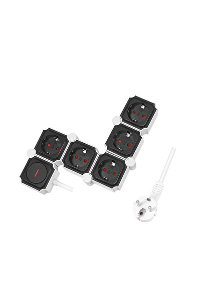 LogiLink Prelungitor LPS277, flexibil 180 de grade, întrerupător iluminat, 5 prize, IP20, H05VV-F 3G 1