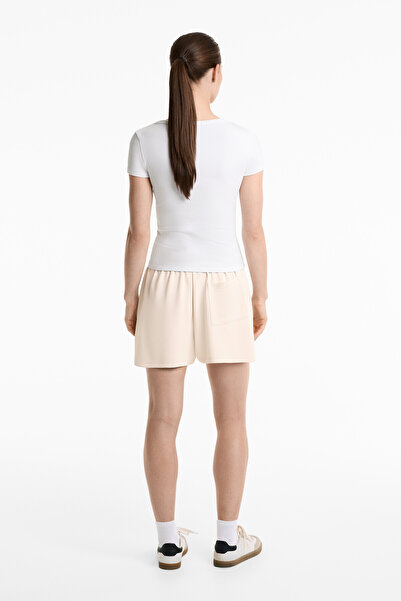 Oysho Heavy rib round neck T-shirt with modal