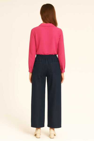 ŞIK VE MUTLU DENİM MAVİSİ YUMUŞAK KUMAŞ PLAZZO PANTOLON