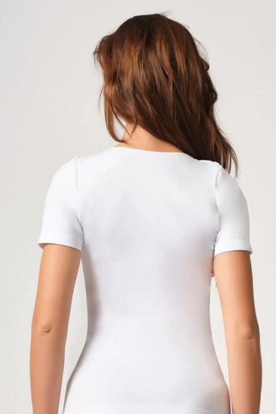 FAAL 228 Women's Combed Cotton Ribbed Half Sleeve Crew Neck Undershirt-White