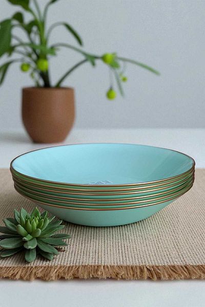 IKEA Oftast 6 Pieces 20 cm Gilded Pit Dinner Plate Light Green