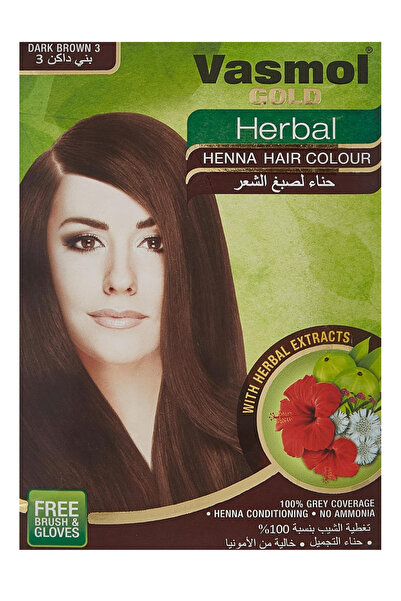 Vasmol Gold Herbal Henna Dark Brown Hair Color 6x10g Pack