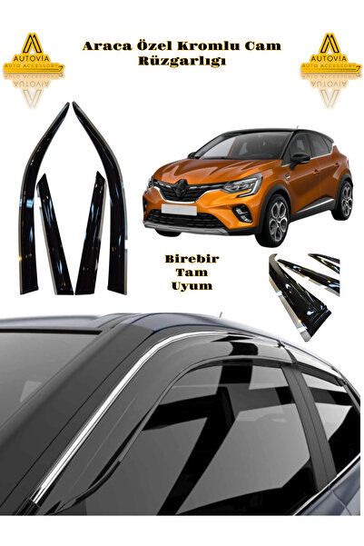 Autovia Renault Captur 2020 ve Sonrası Araca Özel Kromlu Cam Rüzgarlığı 4lü
