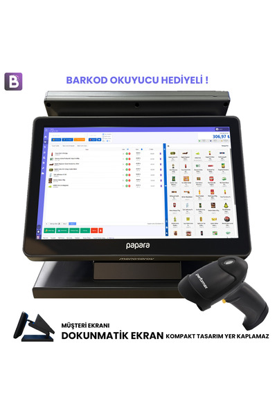 Bugatek Mini POS PC (Dokunmatik) + Barkodlu Satış Sistemi (V1 - Lisans, Barkod Okuyucu Hediyeli)