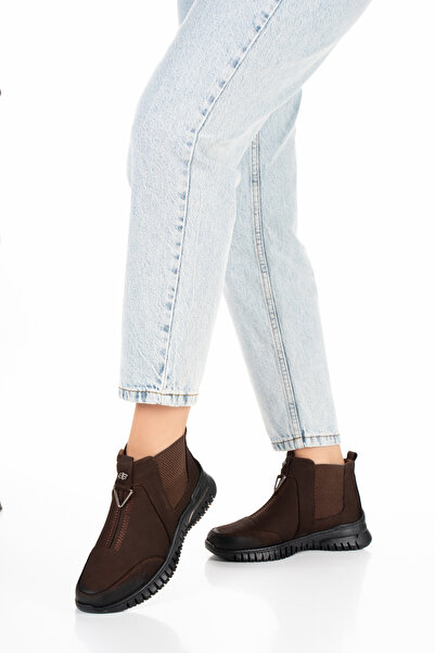 REALMİNE 1453 Günlük Kadın - Tam Ortopedik - Nubuk - Hakiki Deri - Bot