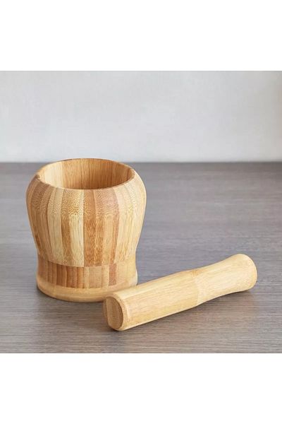 Home Box Bamboo Mortar Pestle