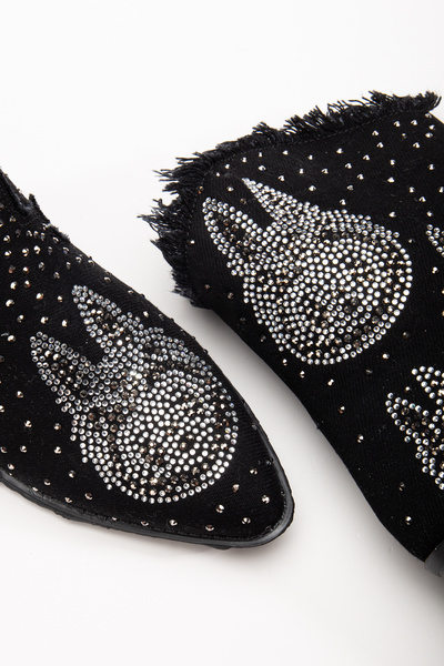 MS SUGAR SHOES Kadın Labubu Taşlı Kovboy Bot Şık Western Tarz