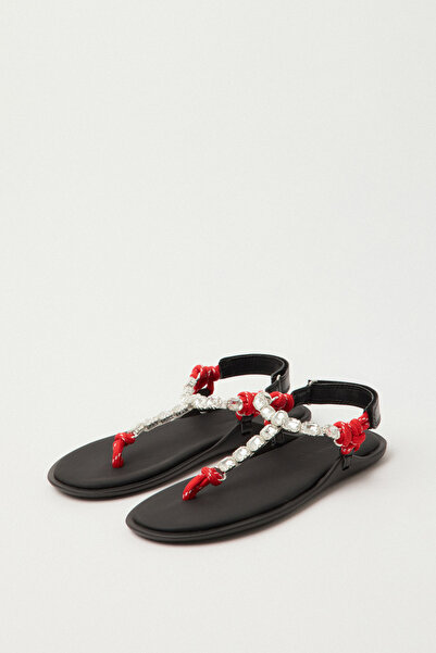 LUTVELIZADE sandale 2504 - Flip Flops cu cristale roșii pentru femei sandale