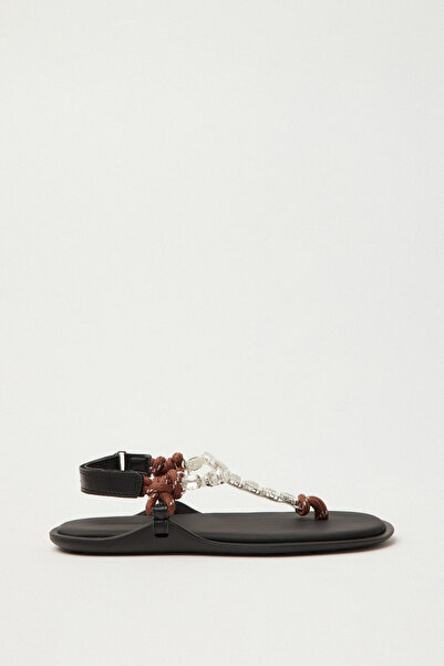 LUTVELIZADE sandale 2504 - Flip Flops Crystal Stone Bitter Brown pentru femei...