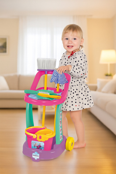 hak-iş oyuncak Dede Frozen Cleaning Cart Toy Set – 9 Pieces