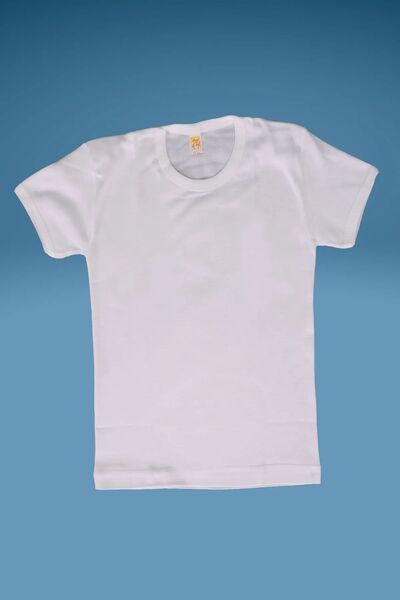 FAAL 339X6 Tricou pentru băiat, 6 piese, 100% bumbac, cu jumătate de mânecă, cu guler 0, alb