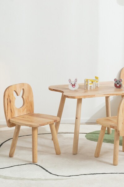 Macco Mobilya Natural Signature by Macco - Caterpiller Çocuk Aktivite Masa Seti Masif Kauçuk