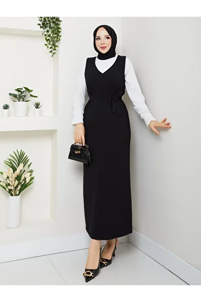 CNG MODA Plus Size Black Hijab Gilet
