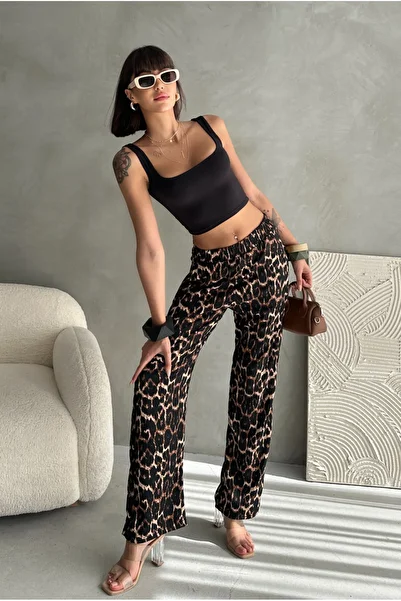 EYYE Leopard Patterned Wrap Fabric Trousers