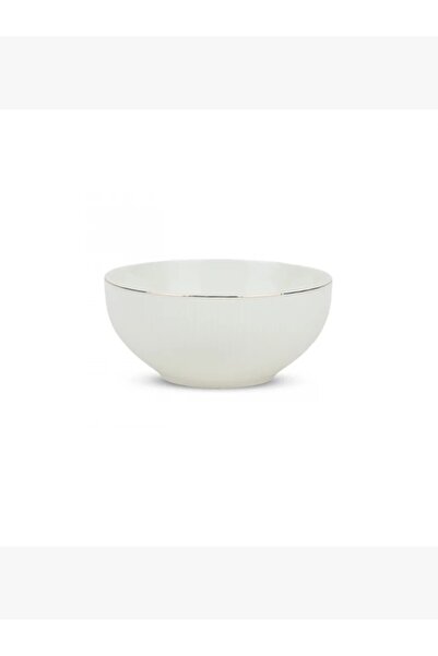 rexa وعاء تقديم سيراميك - أبيض بحواف ذهبية - 15 × 7 سم