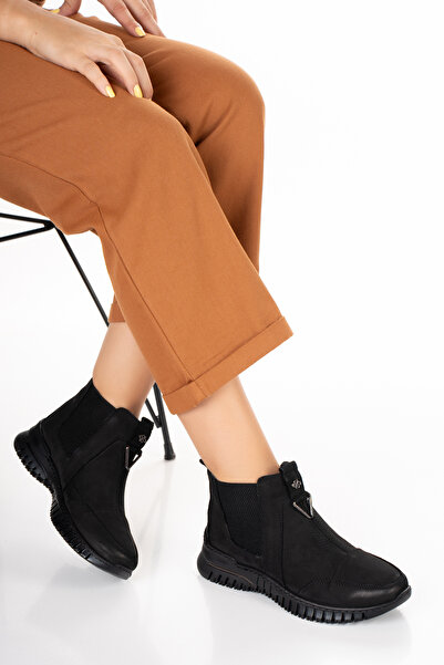 REALMİNE 1453 Günlük Kadın - Tam Ortopedik - Nubuk - Hakiki Deri - Bot